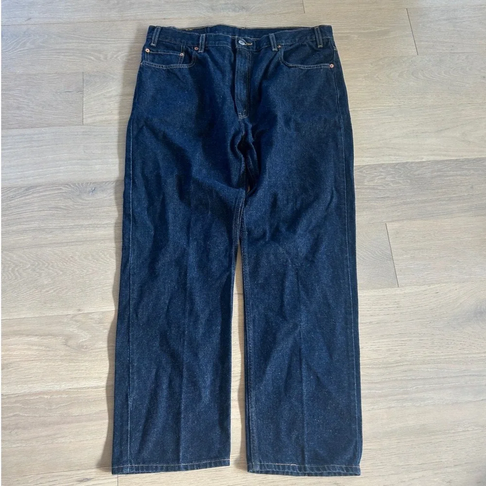 DARK Levis 505 Regular Fit Straight Leg Jeans Dark Indigo Mens 40x30 00505-0216